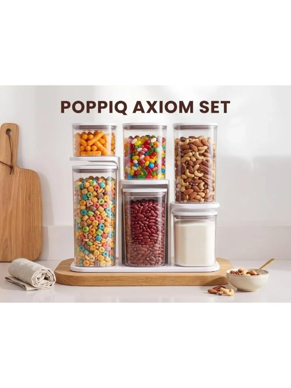 Airtight Food Storage Containers Set - 6-Pc Modular, Leakproof, Stackable Bins